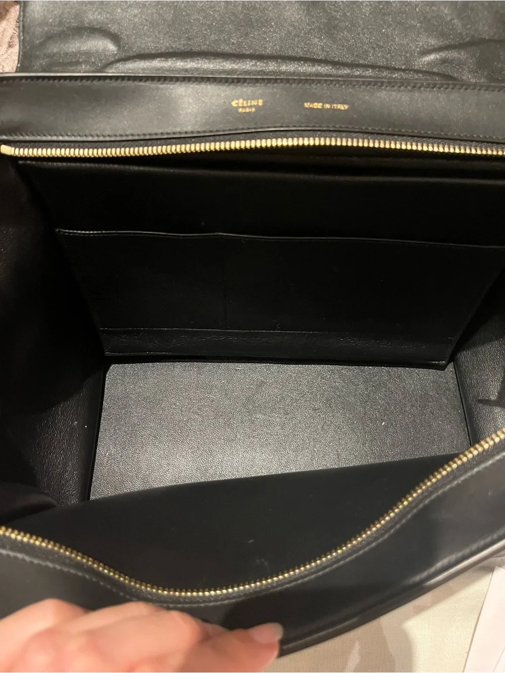 Celine Trapeze Croc-Embossed Leather Shoulder Bag